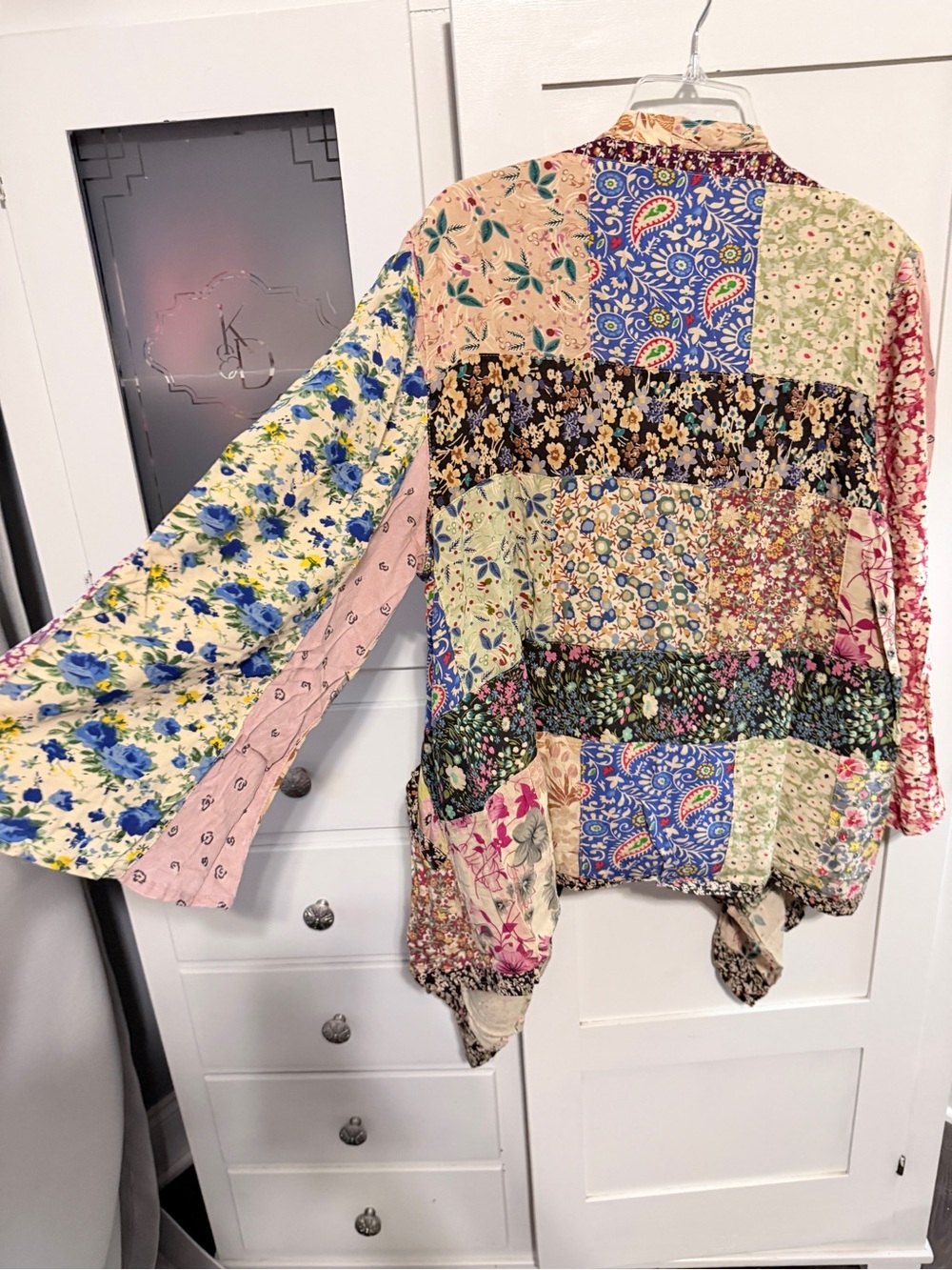 Young Threads Patchwork Floral Open Jacket - Pink Multi - Picture 9 of 12